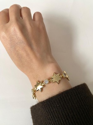 Elifra Gold Kaplama Kristal Taşlı Yıldız Figürlü Kadın Bileklik