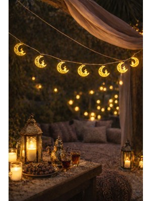 Pairla 2 Metre Gold 10 Adet Ramazan Temalı LED Işıklı Süsleme Seti Ramazan Süsleri, Ramazan Hediyem Ramazan Süsü