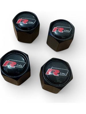 Ik Tunıng Volkswagen R Line Logo Lu 4 Adet Siyah Metal Sibop Kapak Takımı