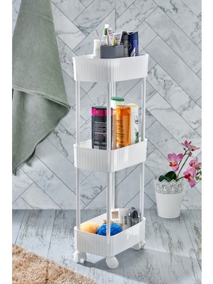 UltraMint 3 Katlı Çok Amaçlı Tekerlekli Raf, Banyo ve Mutfak Organizer