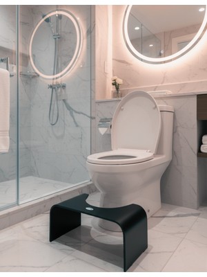 Ahşap Klozet Taburesi – Wc Basamak & Tuvalet Ayak Yükseltici – Banyo Tuvalet Taburesi – Ergonomik 24 cm -Beyaz ve Siyah