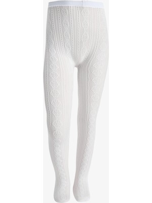 Penti Kız Çocuk Beyaz Pretty Daisy File Külotlu Çorap