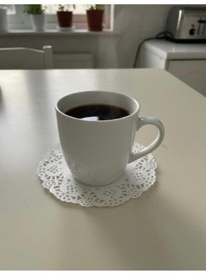 abnturk 100 Adet 14 cm Çaplı Şık Dantel Görünümlü Kağıt Kahve Fincanı Sunum Servis Altlığı