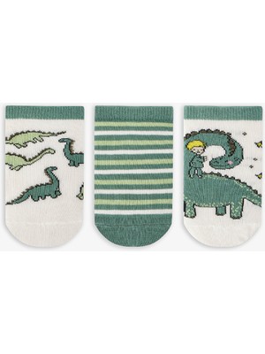 Penti Renkli Erkek Çocuk Sleepasaurus 3'lü Patik Çorap