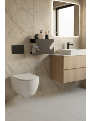 UltraMint Şık Metal Havluluk ve Tuvalet Kağıdı Standı, Banyo Dekorasyonu