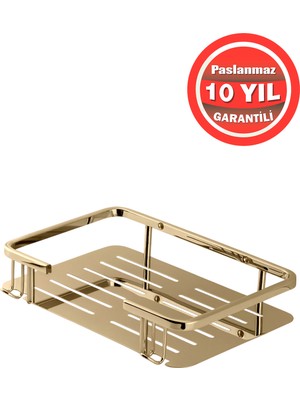 UltraMint Paslanmaz Pirinç Tekli Banyo Rafı, Şampuanlık, Altın Renk