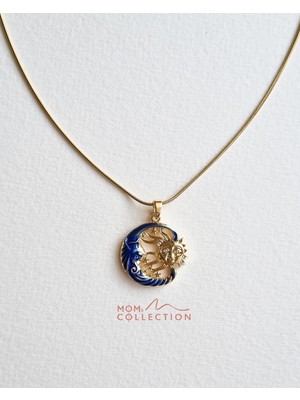 MoM's Collection Hera Mavi Sedefli Güneş 316L Çelik Kolye