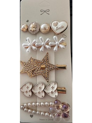 TrendyChic 5'li Incili Yıldızlı Toka Seti