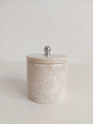 UltraMint Doğal Bej Mermer Top Objeli Kapaklı Pamukluk