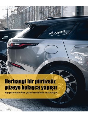 Mlh Store Atatürk Imza Araba Laptop Duvar Folyo Özel Yeni Sticker 25X7,5 cm