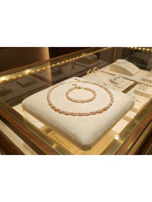 Maison Cloris Pembe Barok İnci Kolye - Bileklik Seti