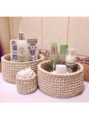 UltraMint El Yapımı 3'lü Banyo ve Çocuk Odası Düzenleyici Sepetleri