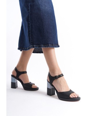 Mubiano Collection Mubiano Hakiki Deri Collection Kadın Topuklu Sandalet Siyah -MCRGN532-S