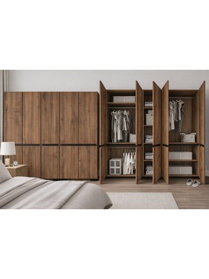 Floransa 10 Kapılı FLR10-A3AR Ceviz- Antrasit Gardırop -Çok Amaçlı Dolap -Yüklük