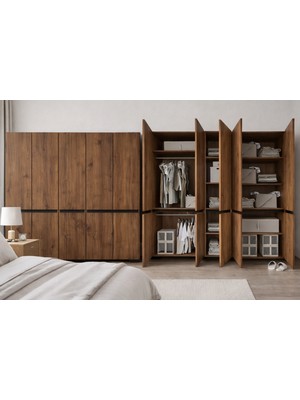 Floransa 10 Kapılı FLR10-A2AR Ceviz- Antrasit Gardırop -Çok Amaçlı Dolap -Yüklük