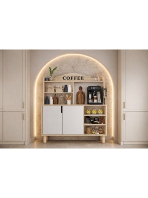 Pisa Kahve Köşesi-Çok Amaçlı Dolap-Mutfak Dolabı Sbeyaz