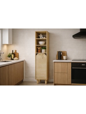 VM VERTEX MOBİLYA Parma 1 Kapaklı Mutfak Dolap, Kahve Köşesi, Çok Amaçlı Dolap Safir Meşe