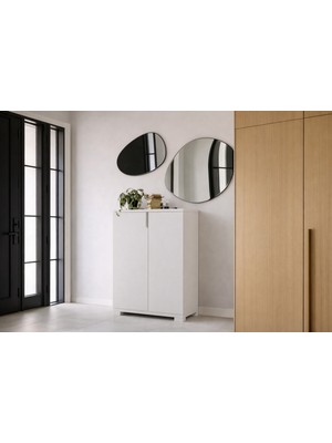 VM VERTEX MOBİLYA Venedik 4 Bölmeli Ayakkabılık Çok Amaçlı Dolap Mutfak Banyo Kiler Dolabı Beyaz