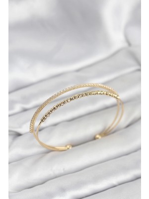 Marsilyan Dorika Model Pirinç Gold Renk Kadın Bileklik - TJ-BB8249