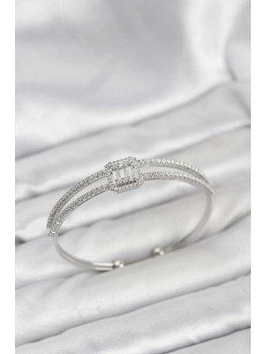 Marsilyan Pirinç Gümüş Renk Baget Model Kadın Bileklik - TJ-BB8264