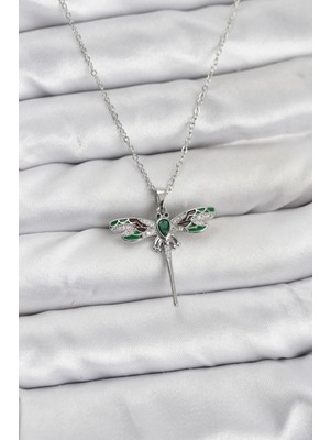 Marsilyan 316L Çelik Zincir Gümüş Renk Yusufçuk Model Zirkon Taşlı Kadın Kolye - TJ-BKO10832