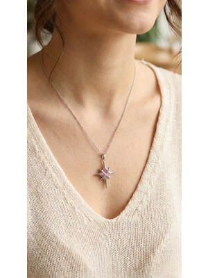 Marsilyan 316L Çelik Gümüş Renk Zirkon Taşlı Kutup Yıldızı Model Kadın Kolye - TJ-BKO10912