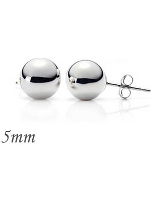 EkoAlışverişDünyam 925 Ayar Gümüş Top Küpe  5 mm EA1160220 (1124)