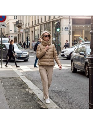 Penelope %100 Kaz Tüyü Fiora Kadın Kısa Mont - Bej S