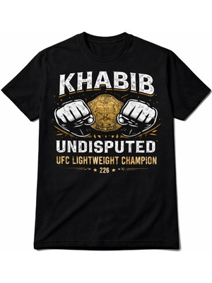 Texrium Khabib Undisputed Tartışmasız Kral Baskılı Unisex %100 Pamuk T-Shirt