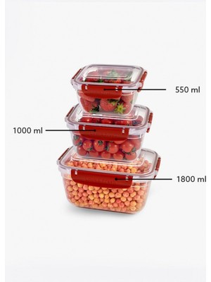 EkoAlışverişDünyam Master Dikdörtgen Saklama Seti 3'lü 550-1000-1800 ML-30866 (1124)