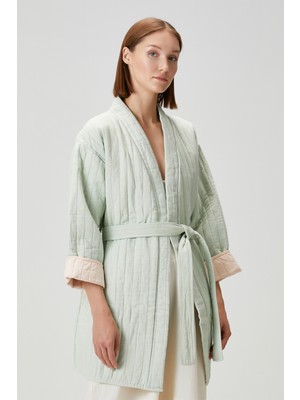 Barine Keten Kapitone Kimono Mint