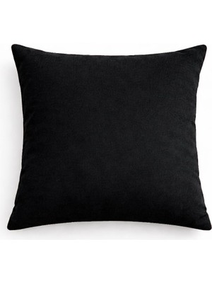 PerdeYap Kadife Dokulu Siyah Renk Kırlent Yastık Kılıfı