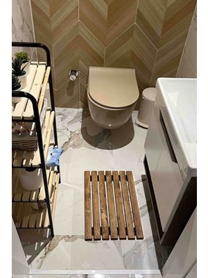 UltraMint Eko Ahşap Banyo ve Kapı Önü Paspası, Katlanabilir, Estetik ve Fonksiyonel