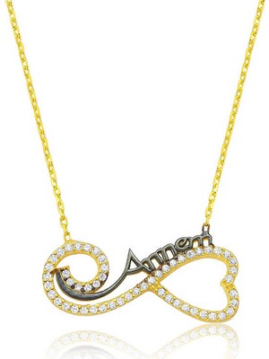 EkoAlışverişDünyam 925 Ayar Gümüş Kalpli Sonsuzluk Annem Kolye PT2610046 (1124)