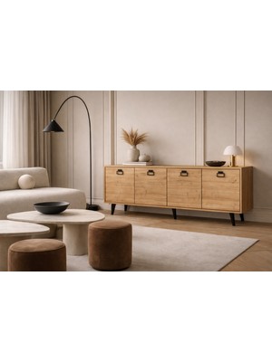 VM VERTEX MOBİLYA Mirza Modern Konsol 180 cm Safir Meşe