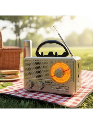 Dexxony Nostaljik Retro Bluetooth Radyo | Anne Baba Büyükanne İçin Hediye | FM AM SW Şarjlı Pilli Taşınabilir Mini Radyo USB SD Kart AUX Girişli