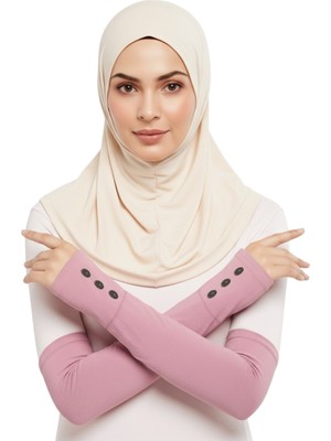 Altobeh Düğmeli Pratik Tesettür Kolluk Penye Namaz Kolluğu - Koyu Pembe