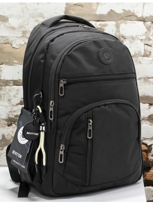 Bevitton Suya Dayanıklı  Kumaş Unisex Siyah Okul ve Sırt Çantası 1700