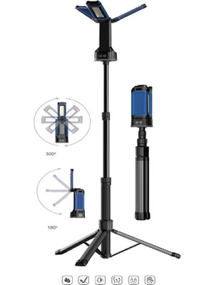 RICO 013-RC0039 Tripodlu Şarjlı Led Çalışma Lambası