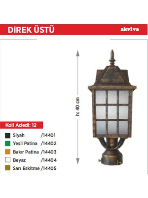 Kafesli Fener Direk Üstü / Beyaz Pvc / 1XE27 / Akviva