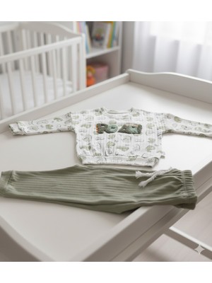 Dinozor Figürlü Omuzdan Çıtçıtlı Bebek Alt Üst Takım