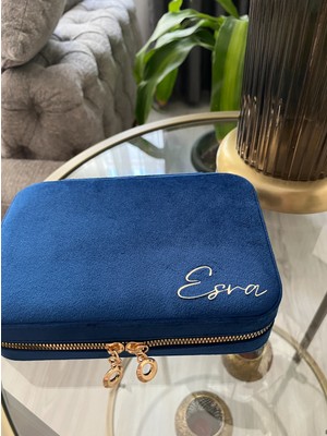 Elissy Design Kişiye Özel Isimli Premium Kadife Takı Kutusu Çok Bölmeli Mücevher Organizer Yüzük,kolye Küpe Saklama Kutusu Şık Tasarım