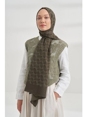 Armanda Cotton Monogram Geometrik Desen Şal 3120 - 46 Haki