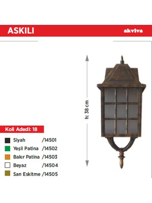 Kafesli Fener Askılı / Bakır Patina / 1XE27 / Akviva