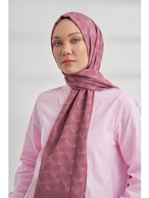 Armanda Cotton Monogram Geometrik Desen Şal 3120 - 238 Gül Kurusu