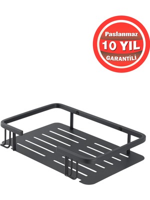 UltraMint Paslanmaz Pirinç Siyah Banyo Rafı, Şampuanlık, Tekli, Modern Tasarım