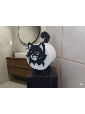 UltraMint Şık Dekoratif Kedi Tasarımlı Tuvalet Kağıdı Tutucu Banyo Düzenleyici