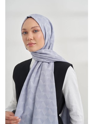 Armanda Cotton Monogram Geometrik Desen Şal 3120 - 77 Gri