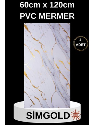 Alternatif Kaplama UV PVC Mermer Panel SimGold 1 Adet 60x120cm Ev Ofis Otel Duvar Kaplama Paneli