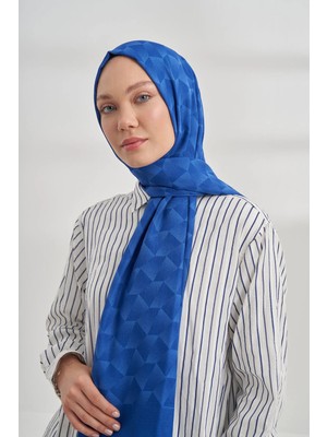 Armanda Cotton Monogram Geometrik Desen Şal 3120 - 159 Saks